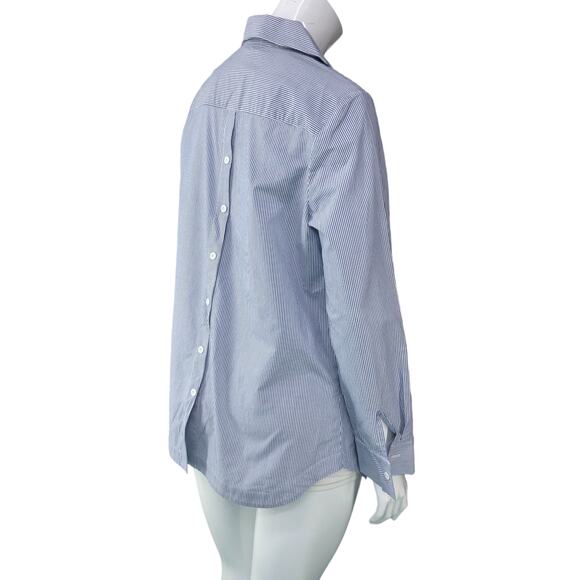 Ming Wang Womens Size S Button Front and Back Top Blue White Stripe Tunic Length - Picture 8 of 15